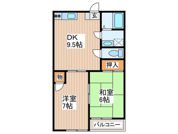 ポテトハウスＢ棟の物件間取画像